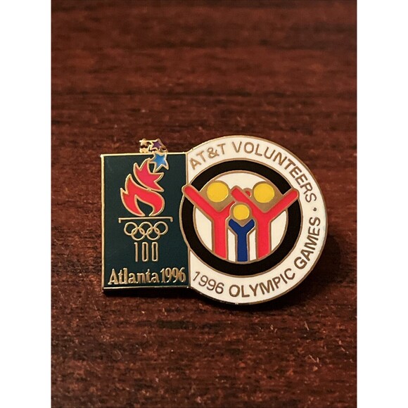 1996 Atlanta Olympics AT&T‎ Volunteers Lapel Hat Pin - Picture 1 of 3